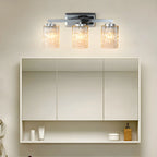 3-Light Chrome LED Vanity Light Prismatic Glass for Bathroom