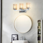 3-Light Chrome LED Vanity Light Prismatic Glass for Bathroom