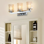 3-Light Chrome LED Vanity Light Prismatic Glass for Bathroom