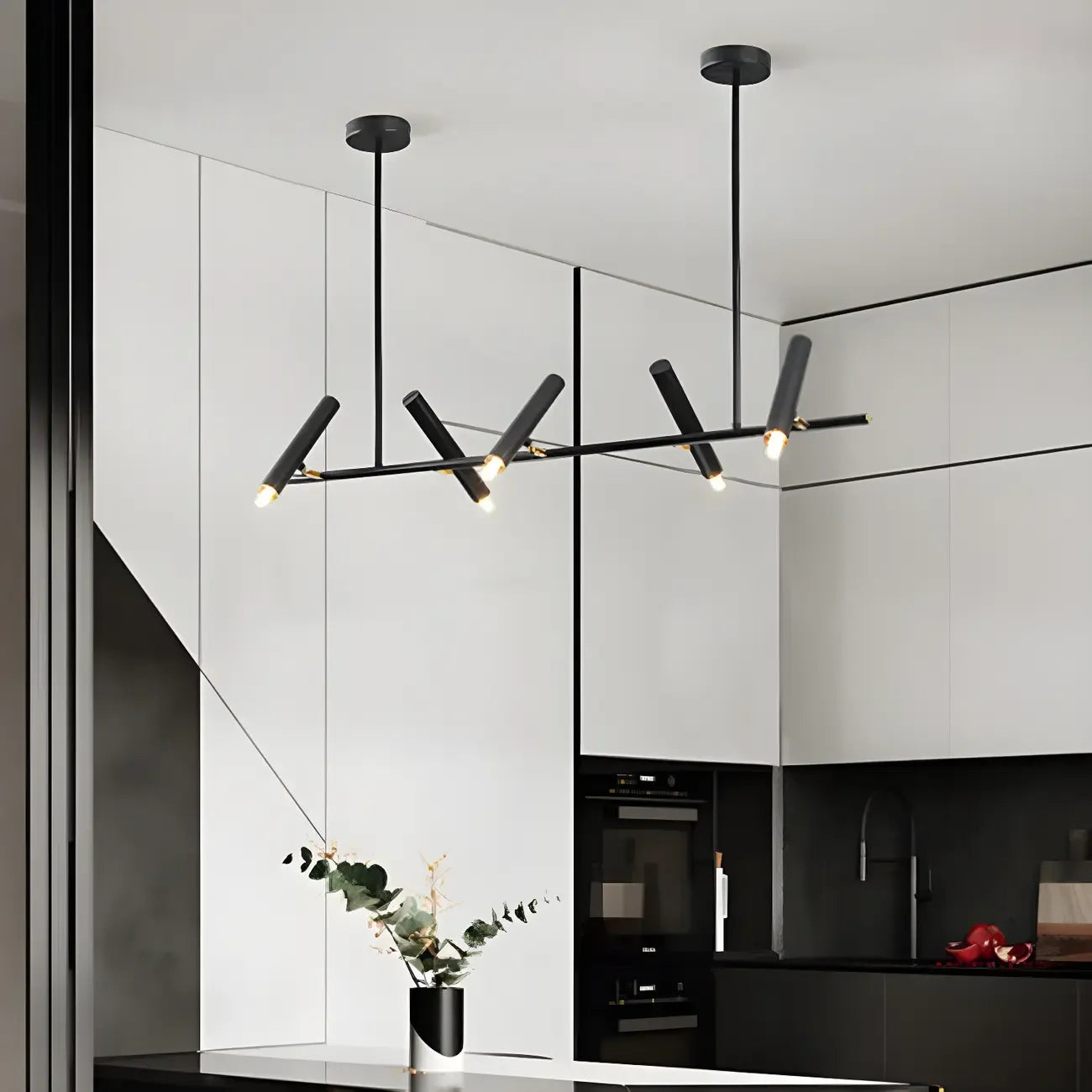 Modern Black Linear Island Pendant Light for Kitchen