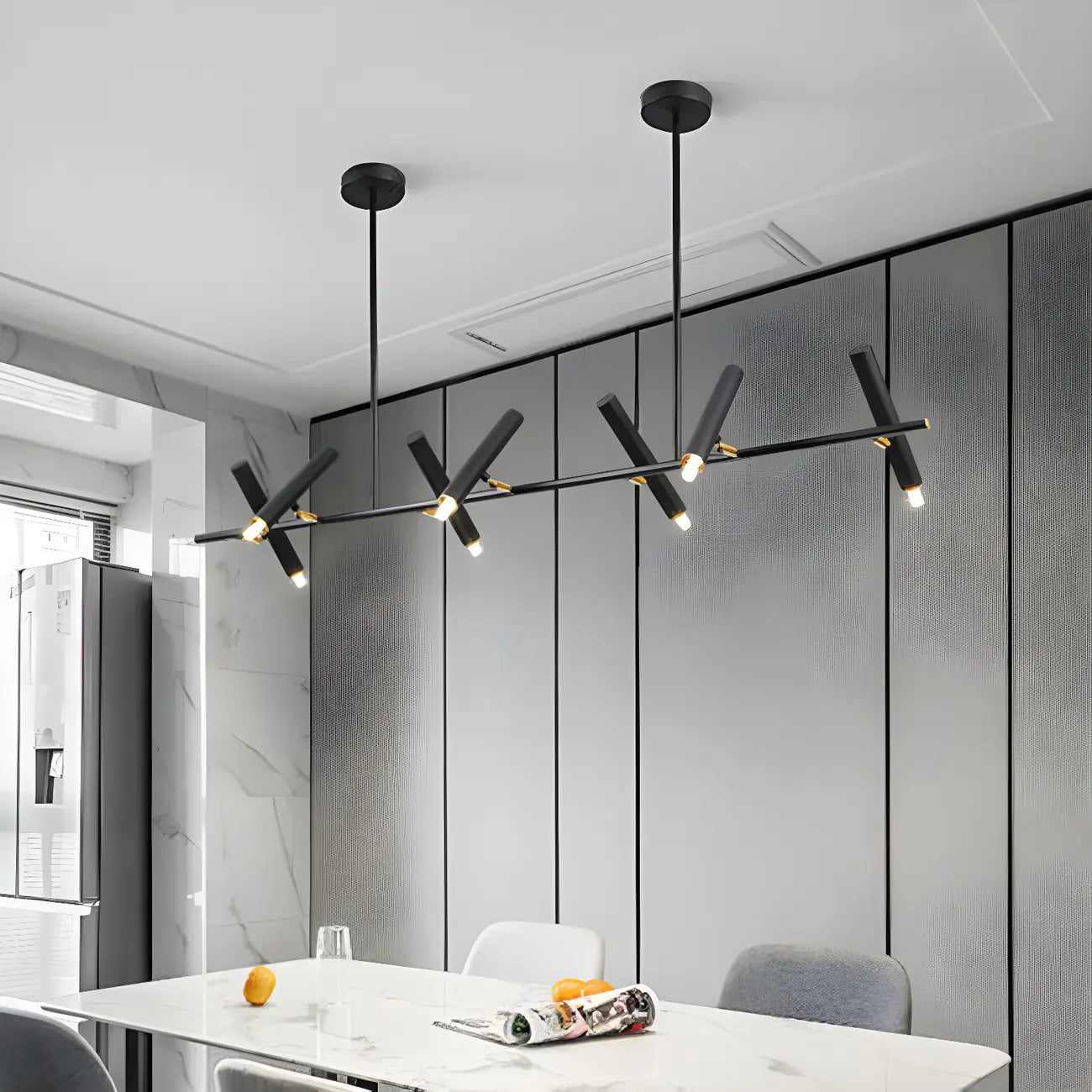 Modern Black Linear Island Pendant Light for Kitchen