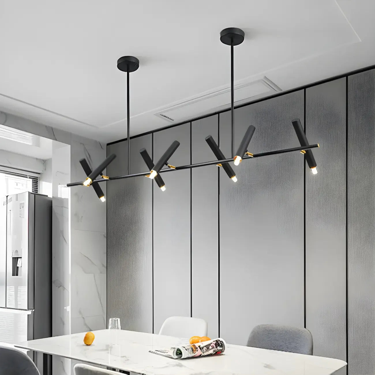 Modern Black Linear Island Pendant Light for Kitchen