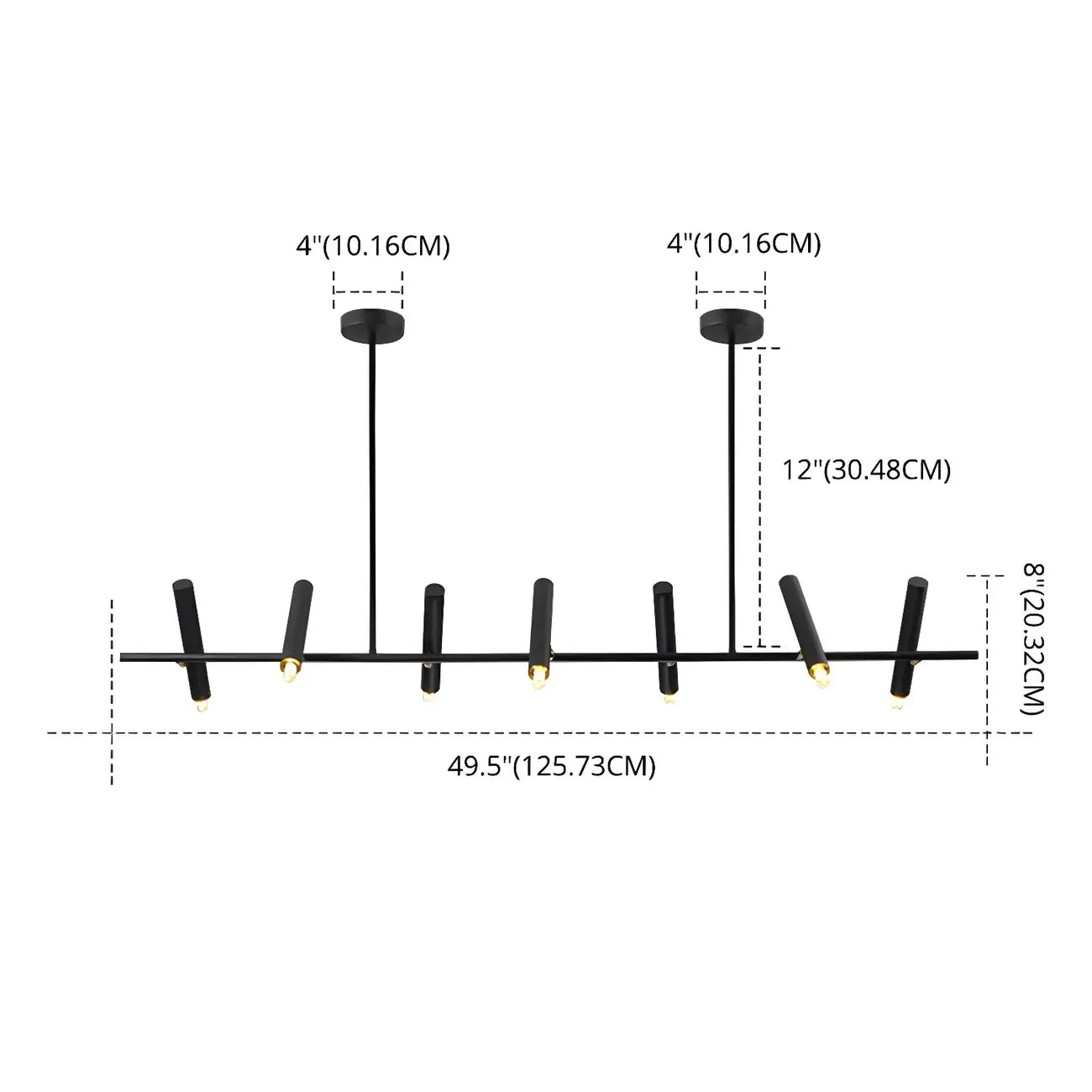 Modern Black Linear Island Pendant Light for Kitchen