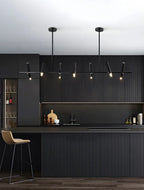 Modern Black Linear Island Pendant Light for Kitchen