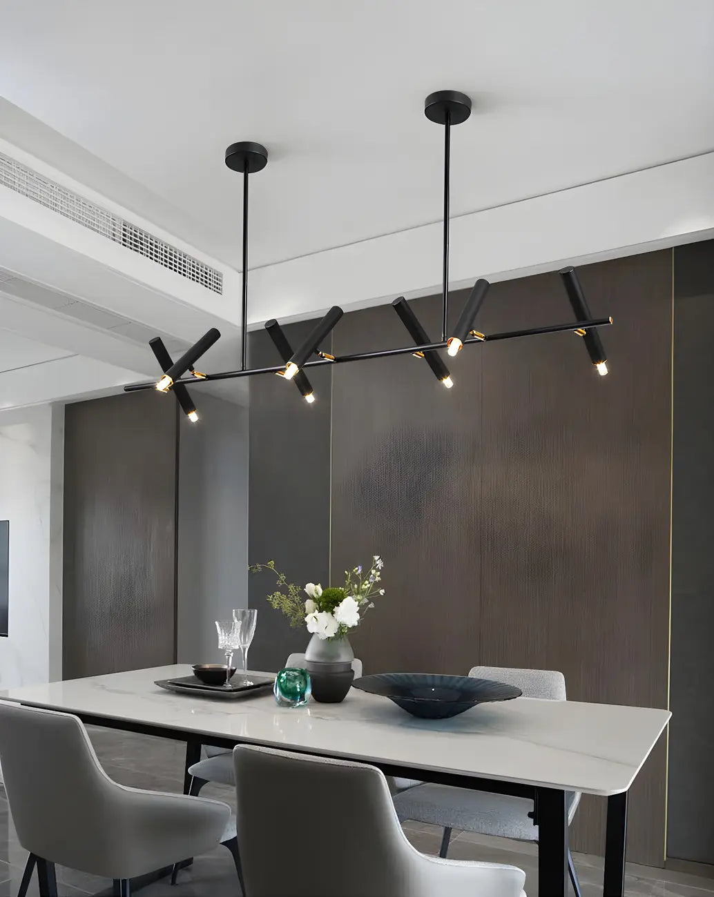 Modern Black Linear Island Pendant Light for Kitchen