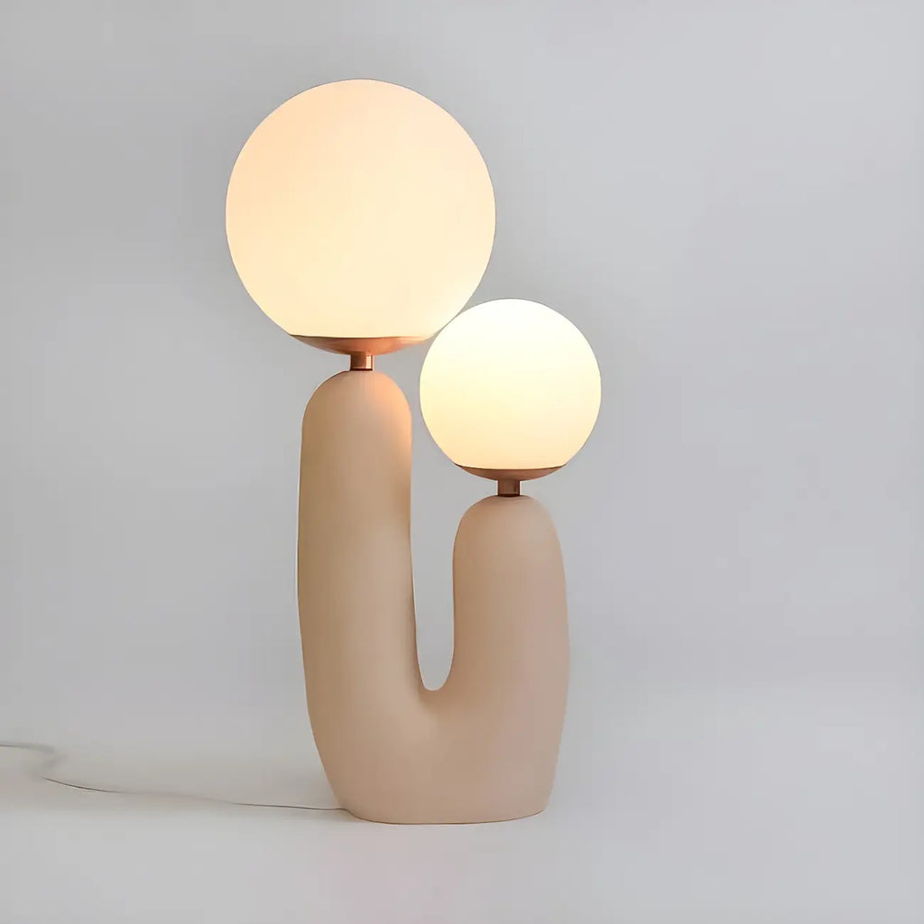 Pink Resin Cactus Globe Glass Table Lamp