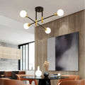 Modern Industrial Black Gold Sputnik Semi Flush Ceiling Light