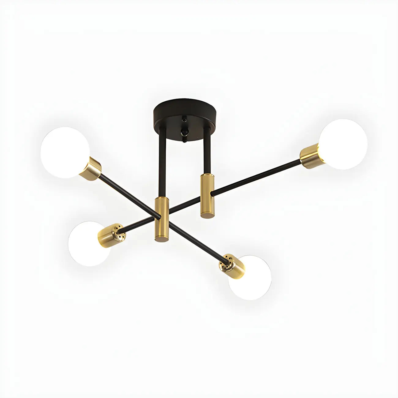 Modern Industrial Black Gold Sputnik Semi Flush Ceiling Light