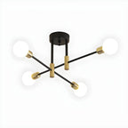 Modern Industrial Black Gold Sputnik Semi Flush Ceiling Light