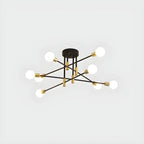 Modern Industrial Black Gold Sputnik Semi Flush Ceiling Light