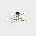 Modern Industrial Black Gold Sputnik Semi Flush Ceiling Light
