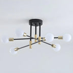 Modern Industrial Black Gold Sputnik Semi Flush Ceiling Light