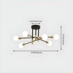 Modern Industrial Black Gold Sputnik Semi Flush Ceiling Light