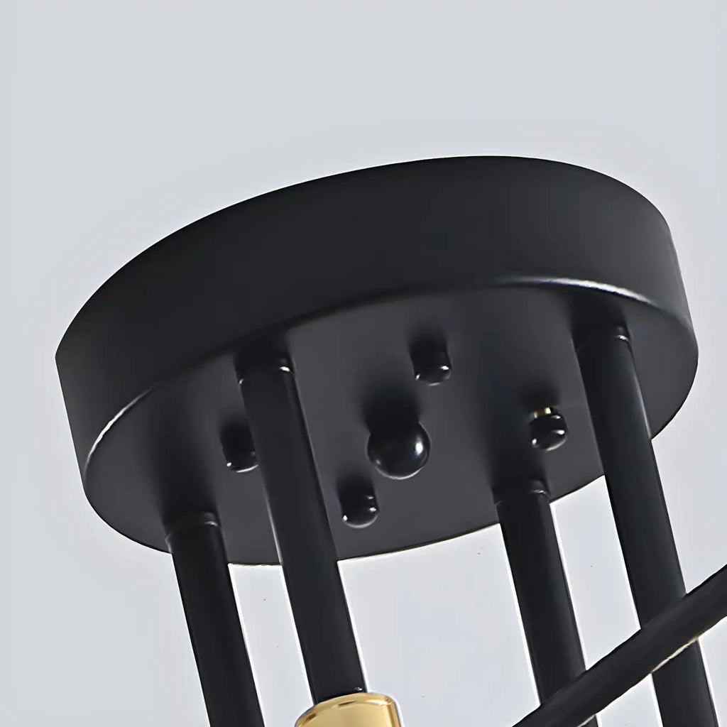 Modern Industrial Black Gold Sputnik Semi Flush Ceiling Light