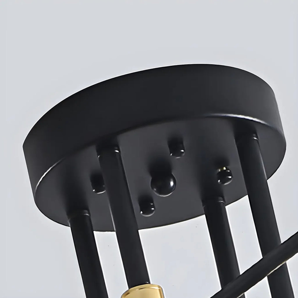 Modern Industrial Black Gold Sputnik Semi Flush Ceiling Light