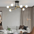 Modern Industrial Black Gold Sputnik Semi Flush Ceiling Light