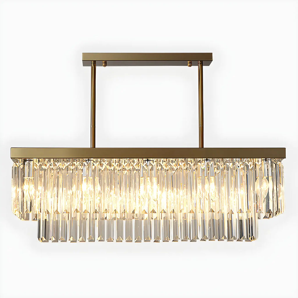 Modern Large Crystal Rectangle Island Pendant Light