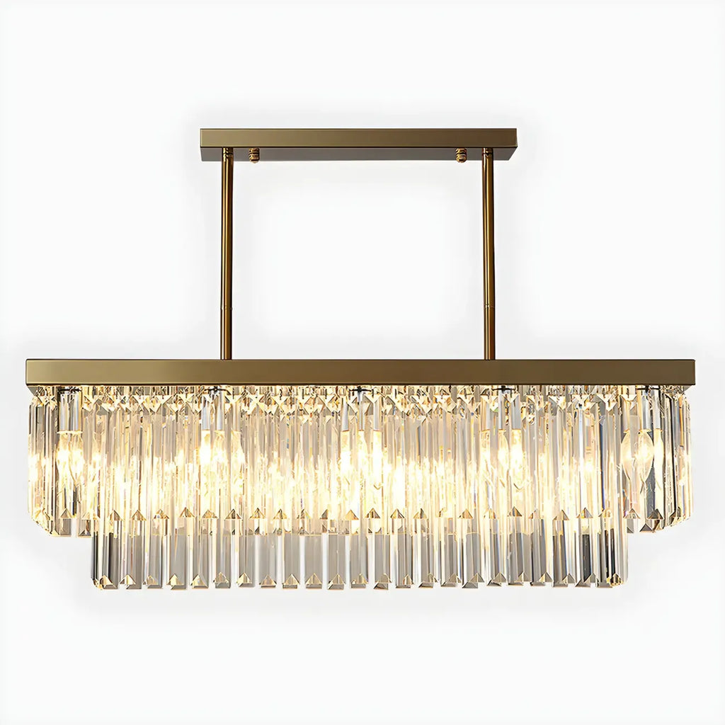 Modern Large Crystal Rectangle Island Pendant Light