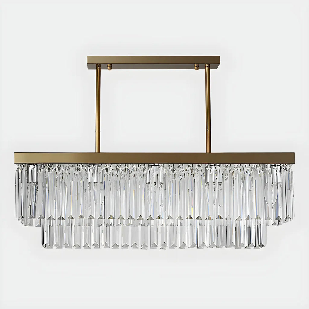 Modern Large Crystal Rectangle Island Pendant Light