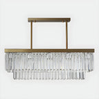 Modern Large Crystal Rectangle Island Pendant Light