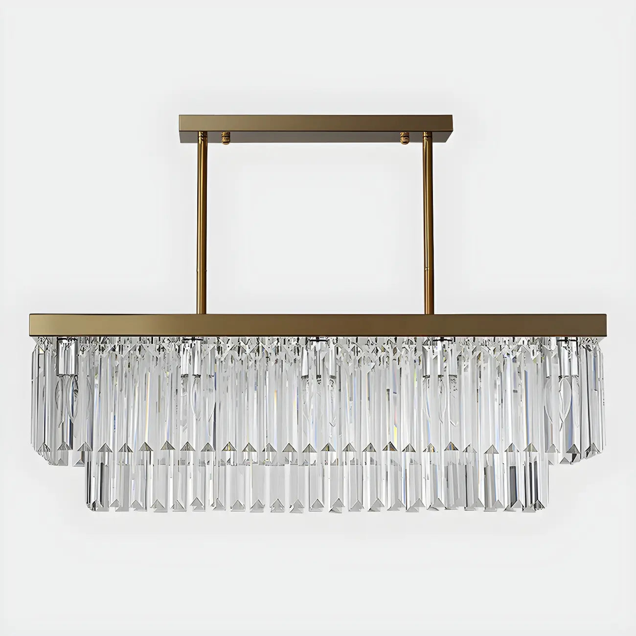Modern Large Crystal Rectangle Island Pendant Light