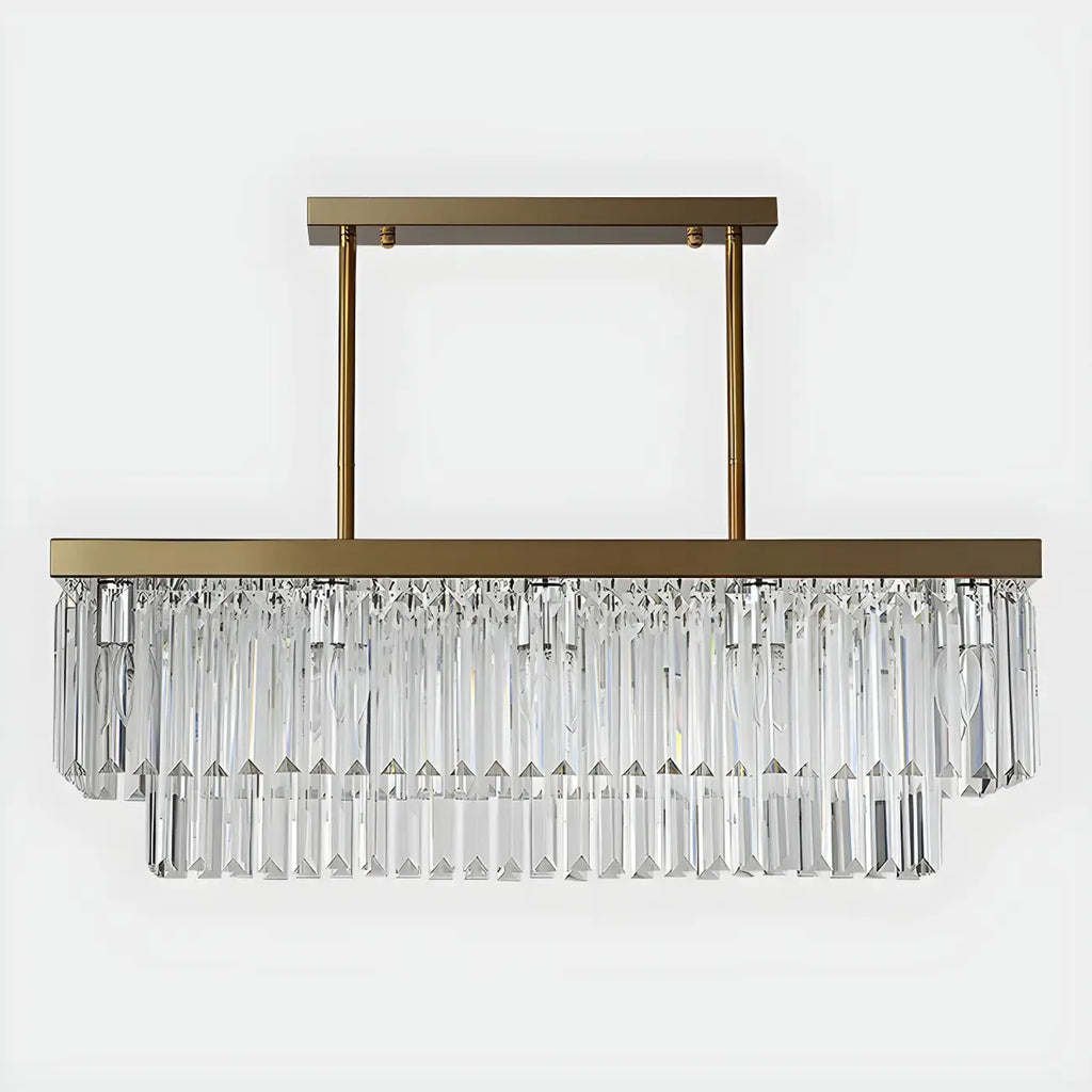 Modern Large Crystal Rectangle Island Pendant Light