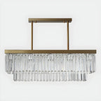 Modern Large Crystal Rectangle Island Pendant Light