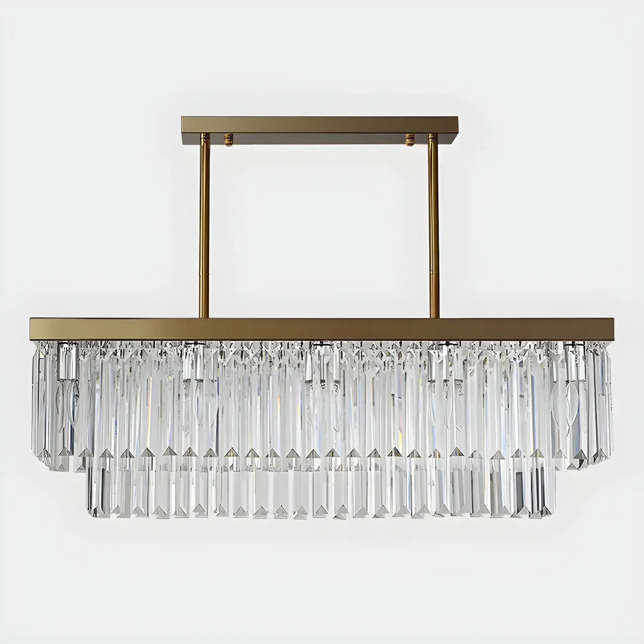 Modern Large Crystal Rectangle Island Pendant Light