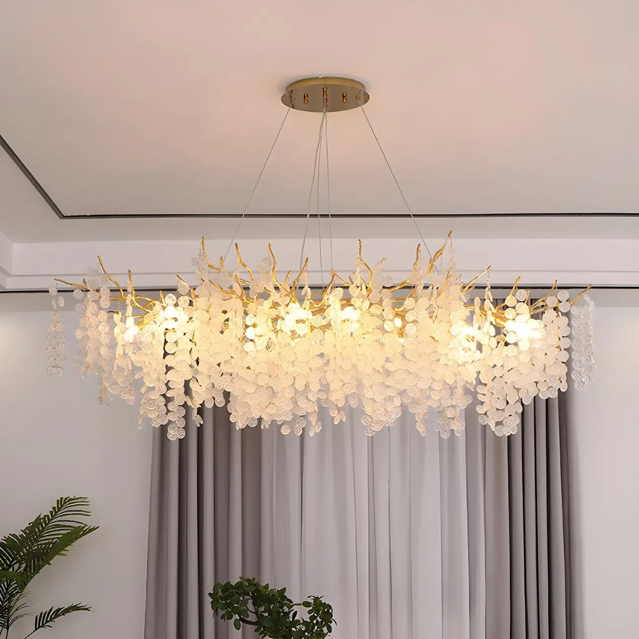 Contemporary Gold Crystal Chandelier for Dining Area
