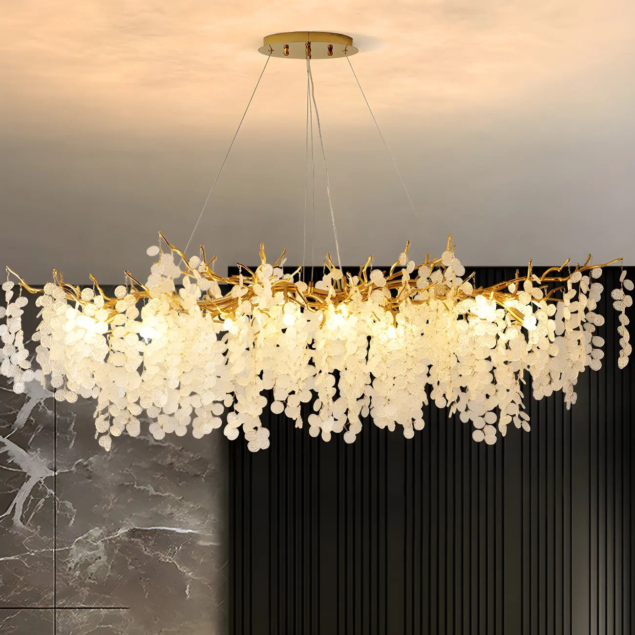 Contemporary Gold Crystal Chandelier for Dining Area