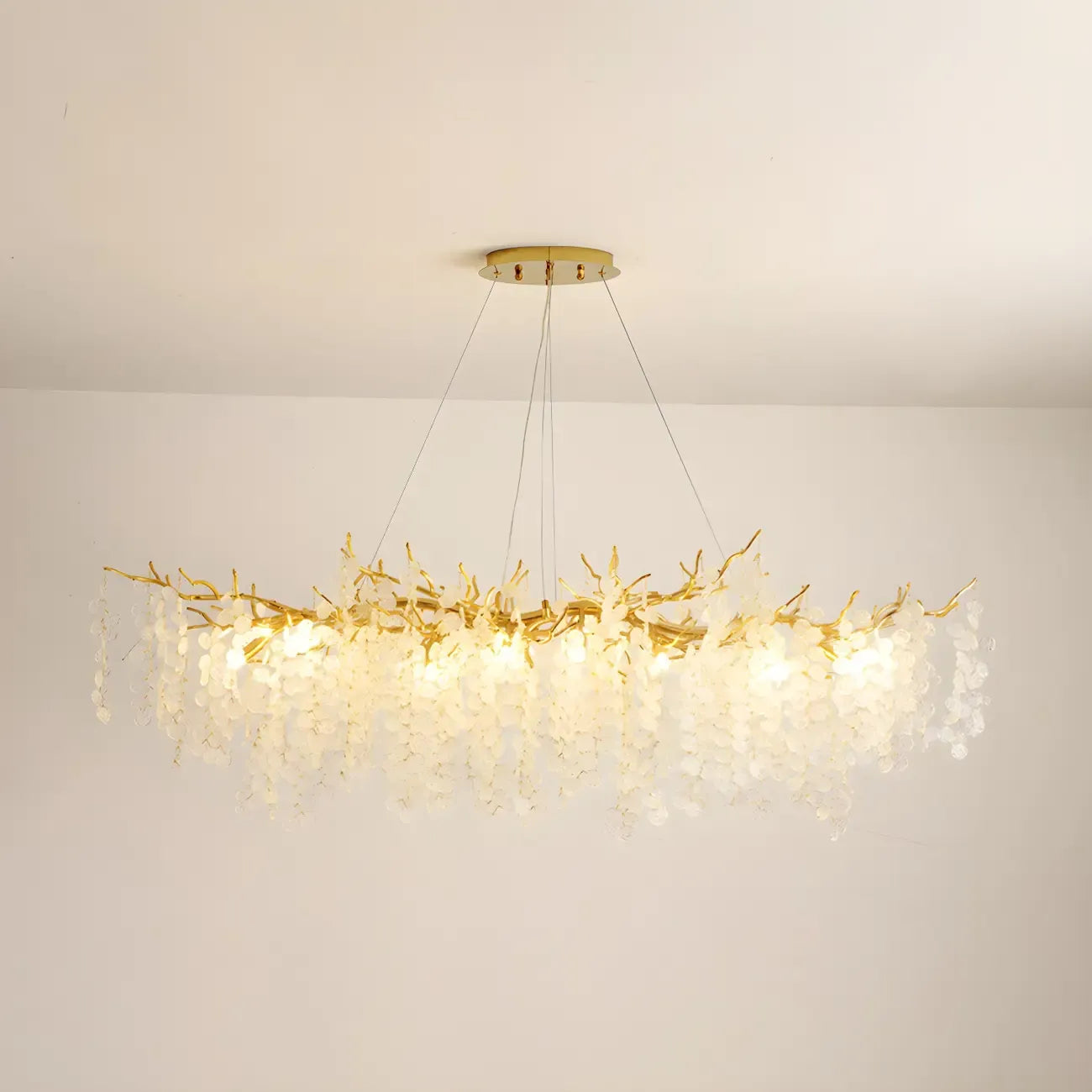 Contemporary Gold Crystal Chandelier for Dining Area