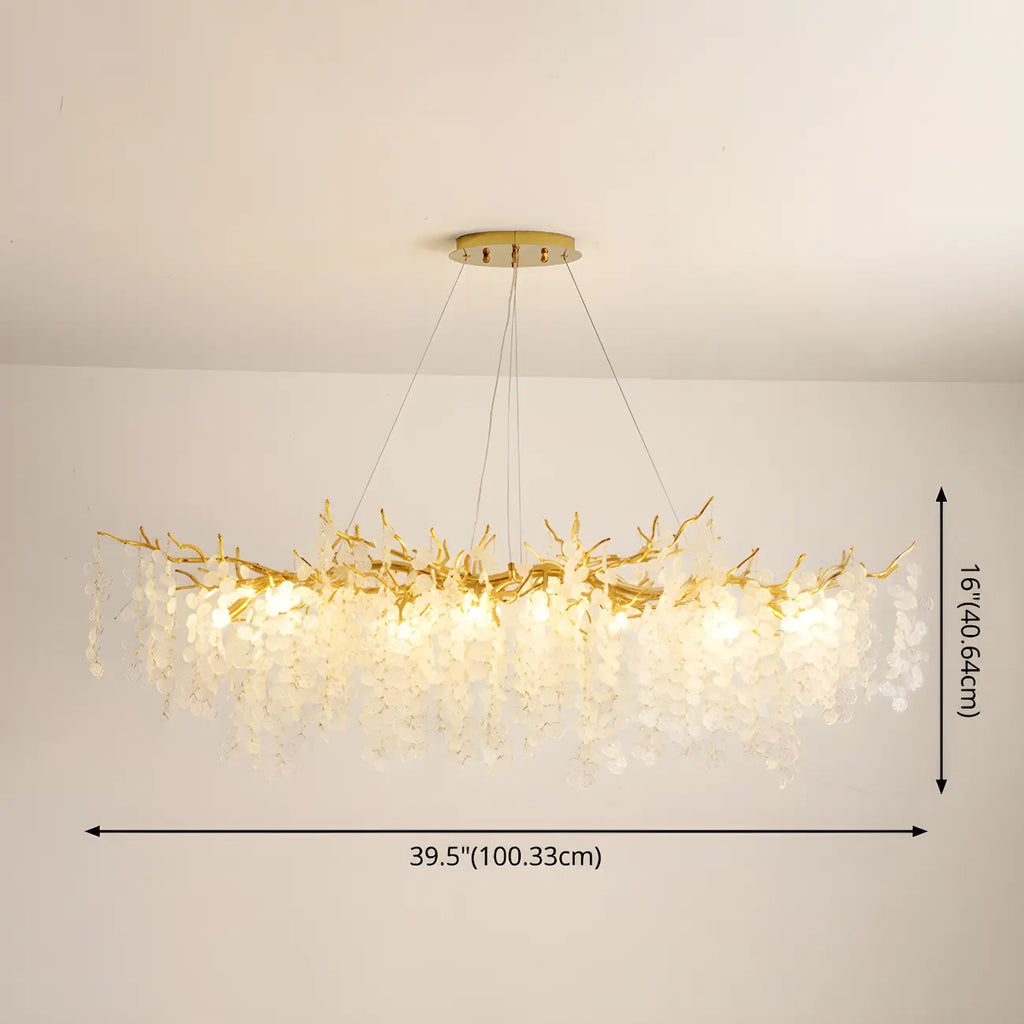 Contemporary Gold Crystal Chandelier for Dining Area