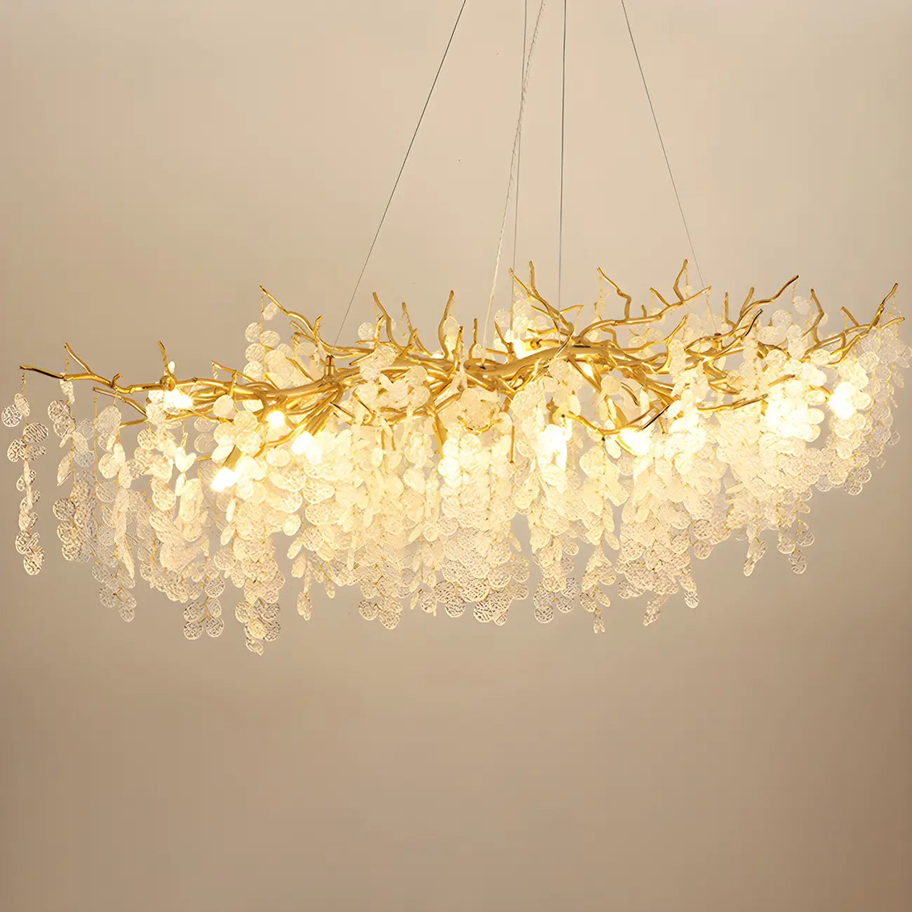 Contemporary Gold Crystal Chandelier for Dining Area