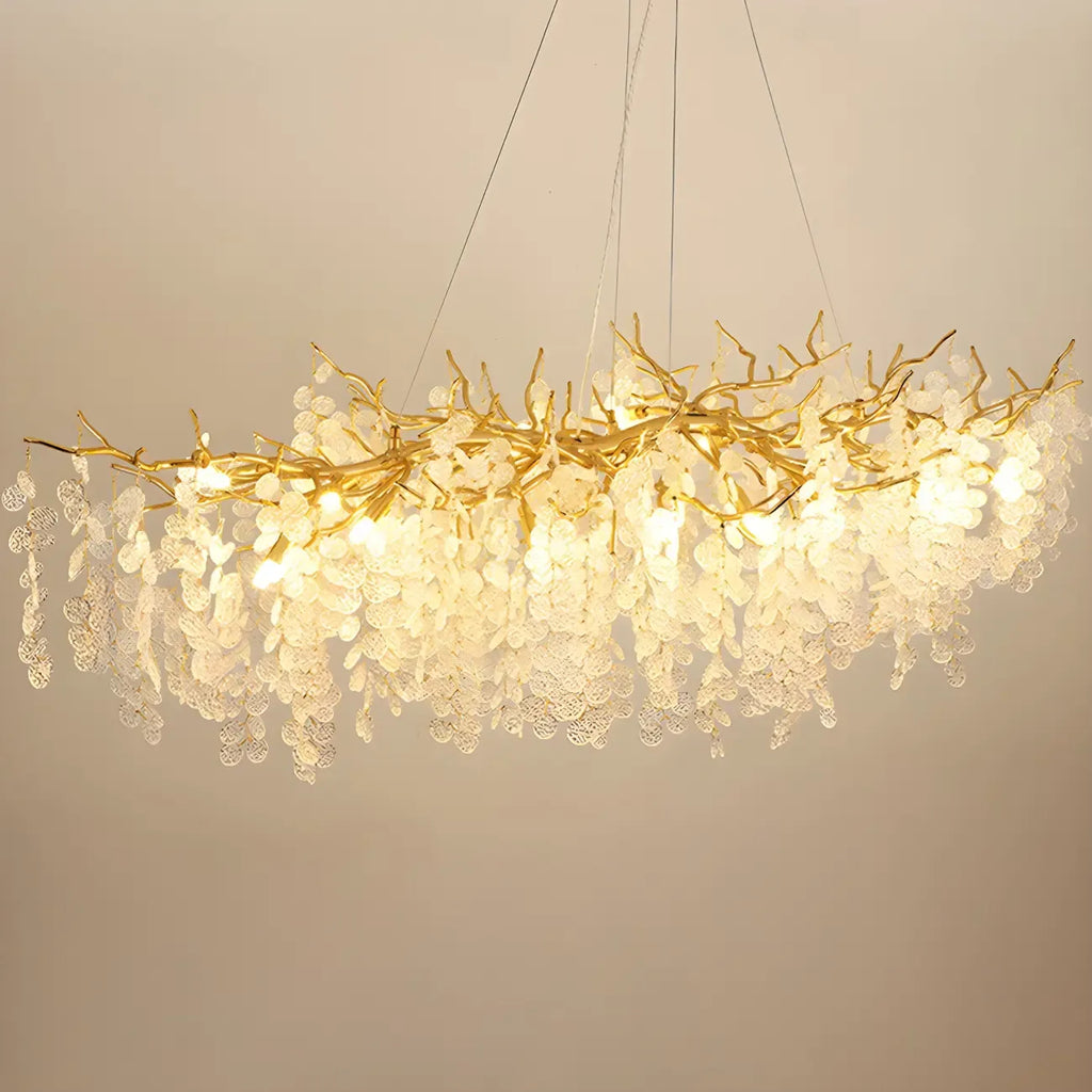 Contemporary Gold Crystal Chandelier for Dining Area
