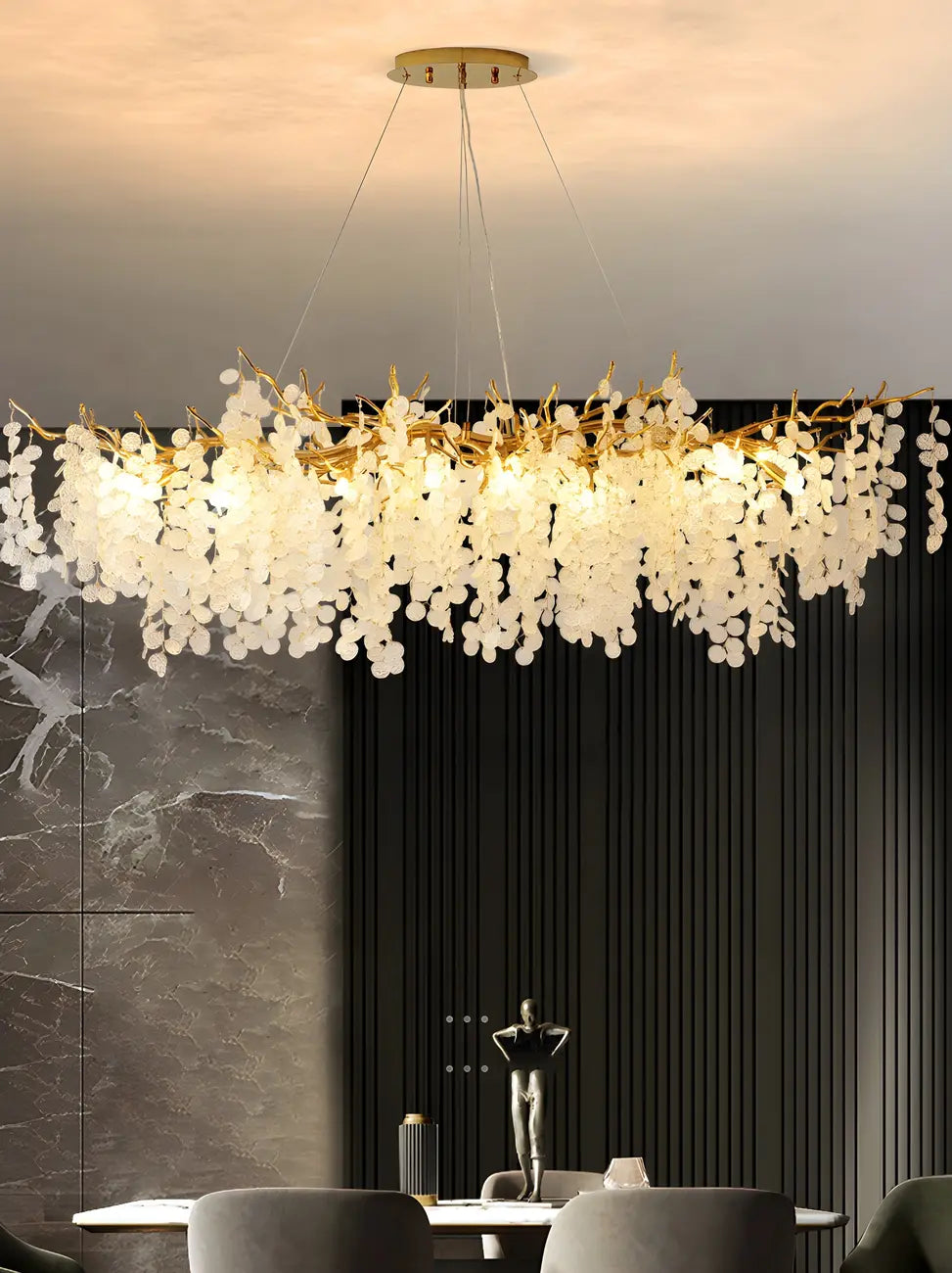 Contemporary Gold Crystal Chandelier for Dining Area