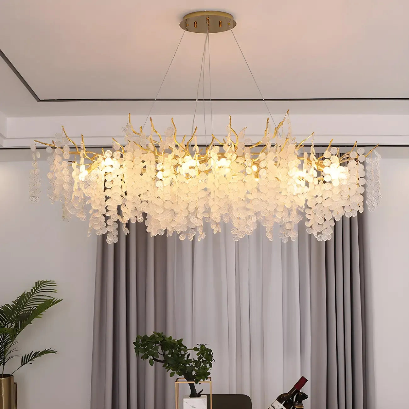 Contemporary Gold Crystal Chandelier for Dining Area