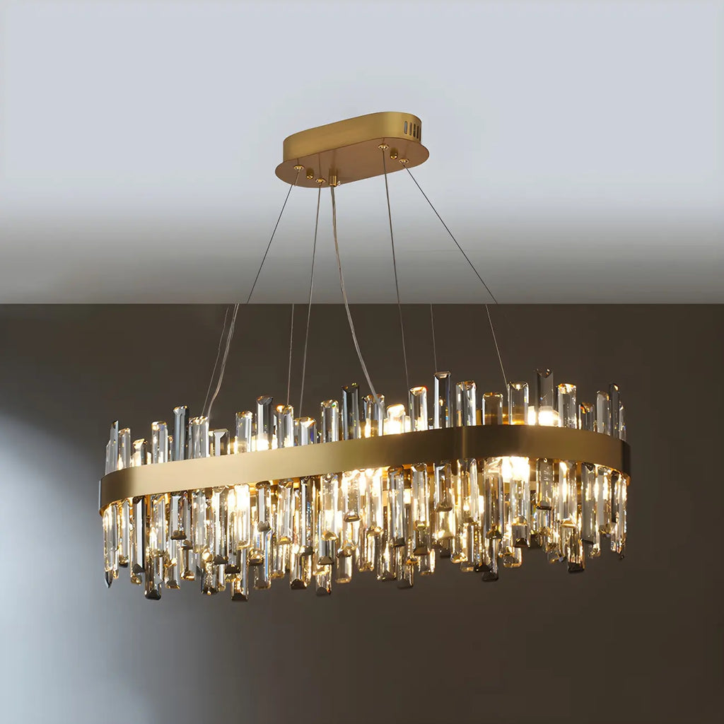 Adjustable Modern Crystal Oval Chandelier for Kitchen
