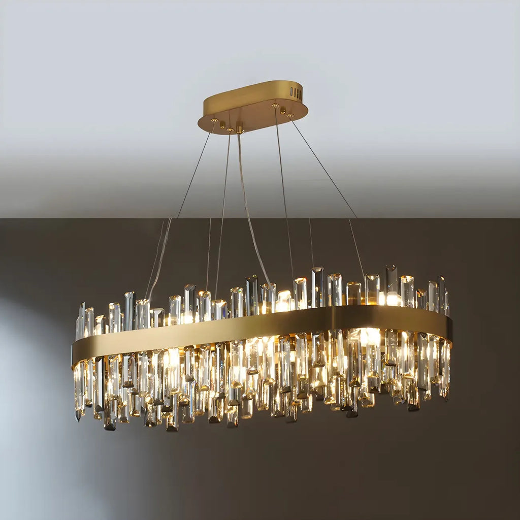 Adjustable Modern Crystal Oval Chandelier for Kitchen