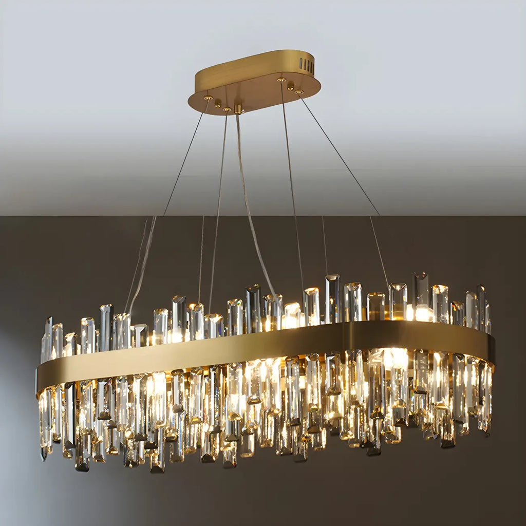 Adjustable Modern Crystal Oval Chandelier for Kitchen