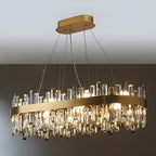 Adjustable Modern Crystal Oval Chandelier for Kitchen