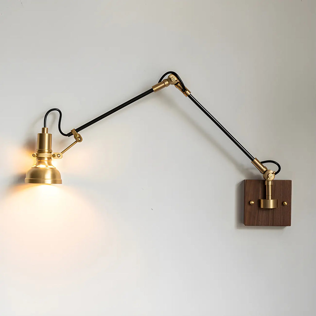 Retro Brass Black Adjustable Swing Arm Wall Light