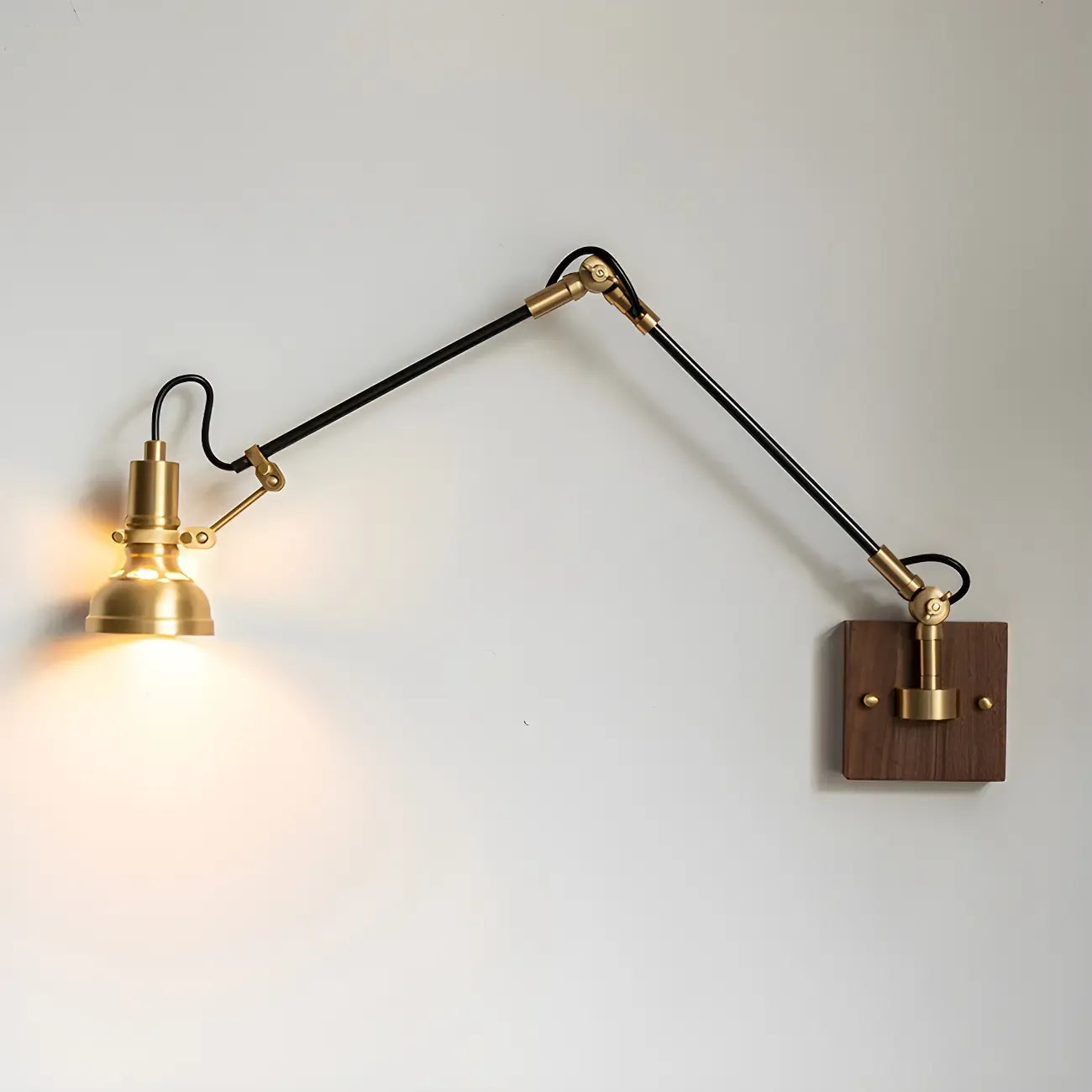 Retro Brass Black Adjustable Swing Arm Wall Light