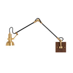 Retro Brass Black Adjustable Swing Arm Wall Light