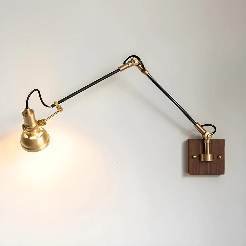 Retro Brass Black Adjustable Swing Arm Wall Light
