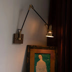 Retro Brass Black Adjustable Swing Arm Wall Light