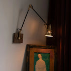 Retro Brass Black Adjustable Swing Arm Wall Light