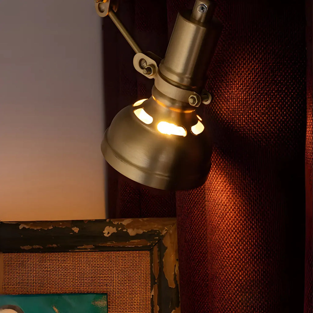 Retro Brass Black Adjustable Swing Arm Wall Light