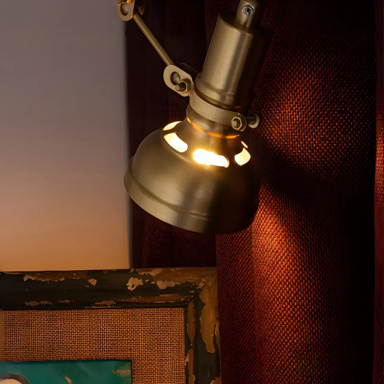 Retro Brass Black Adjustable Swing Arm Wall Light
