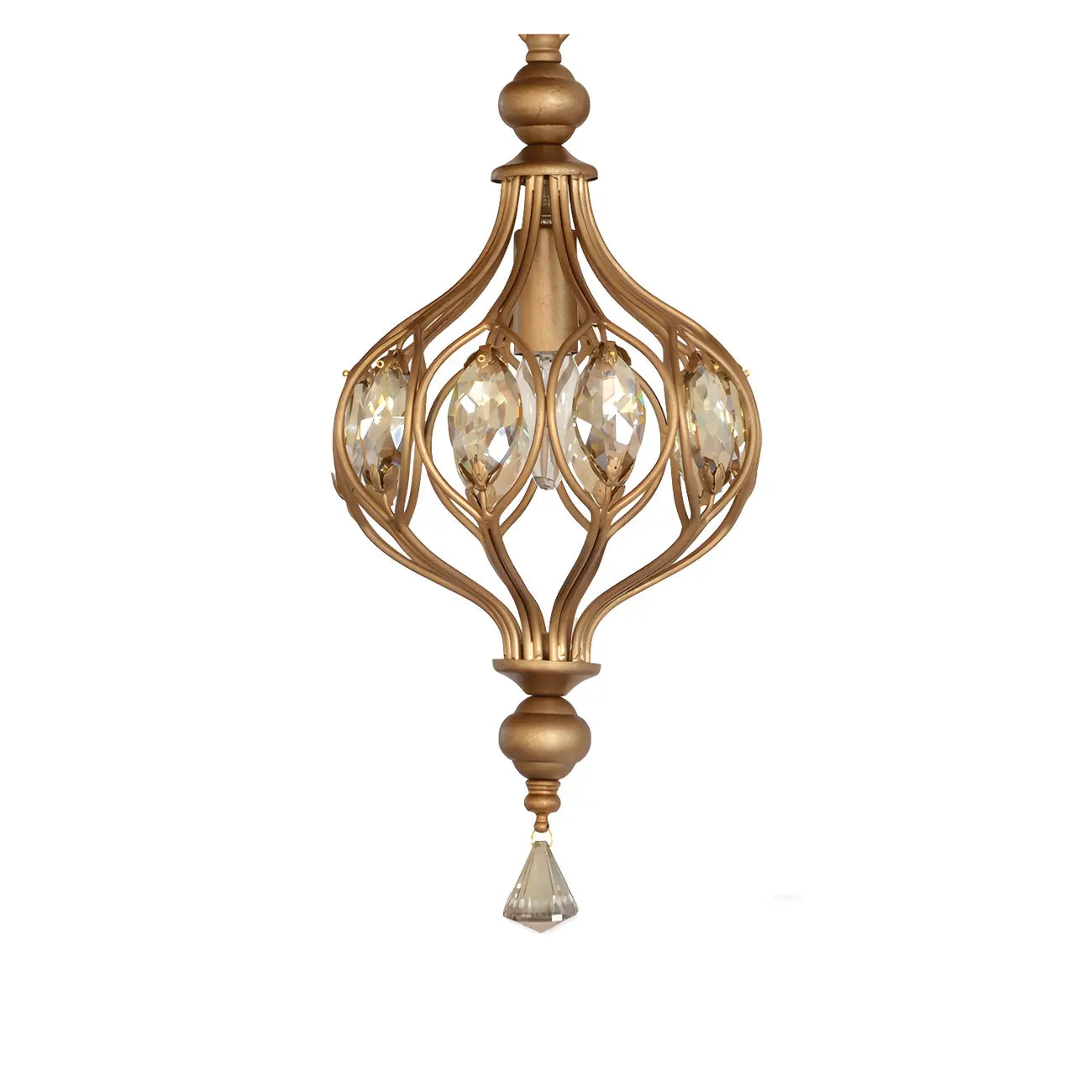 Gold Globe Caged Crystal Accent Hallway Pendant Light