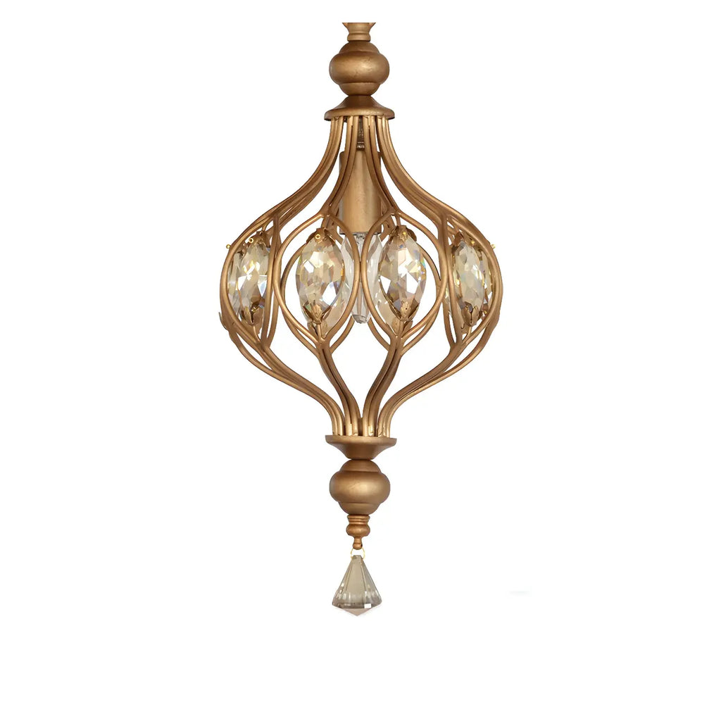 Gold Globe Caged Crystal Accent Hallway Pendant Light